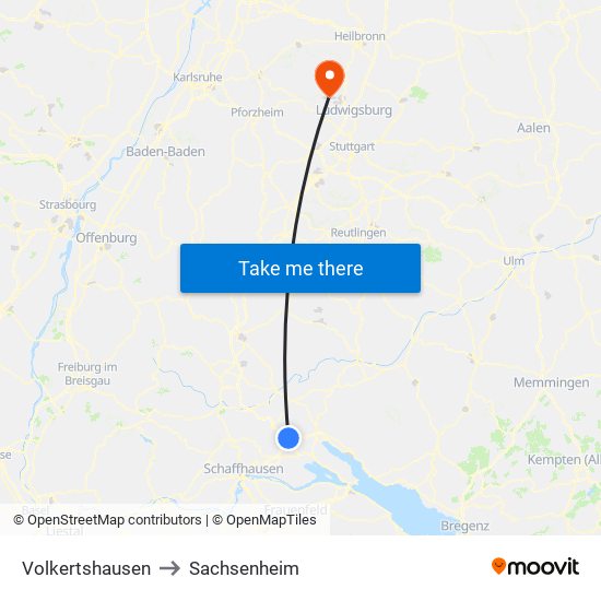 Volkertshausen to Sachsenheim map