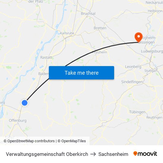 Verwaltungsgemeinschaft Oberkirch to Sachsenheim map