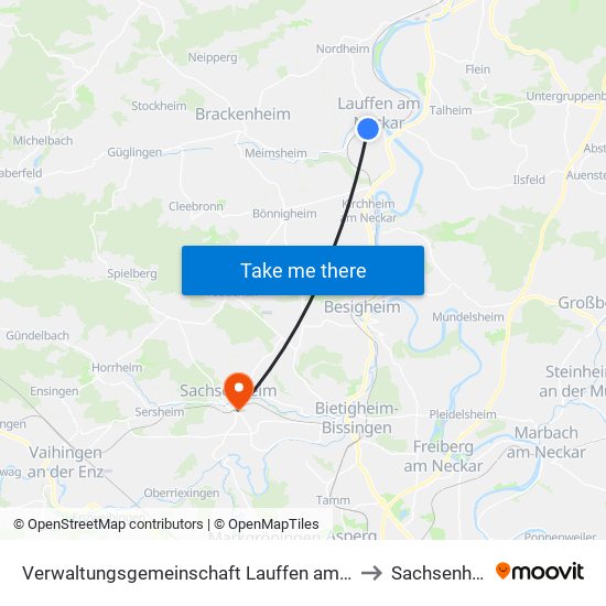 Verwaltungsgemeinschaft Lauffen am Neckar to Sachsenheim map