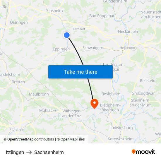 Ittlingen to Sachsenheim map