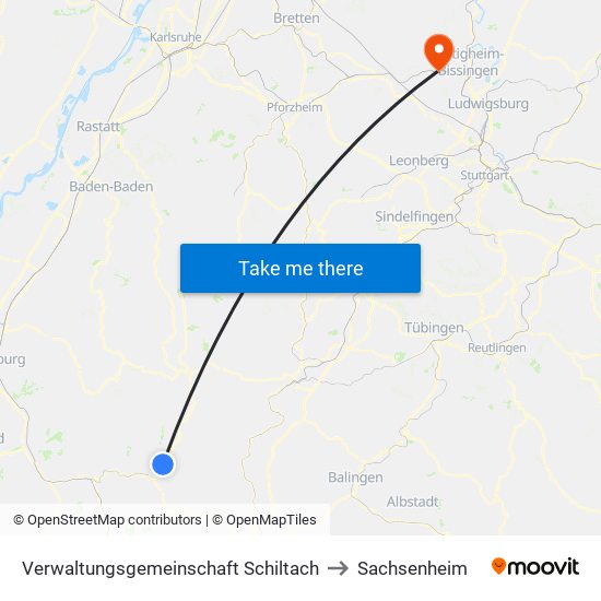 Verwaltungsgemeinschaft Schiltach to Sachsenheim map