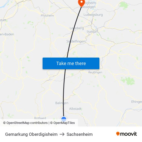Gemarkung Oberdigisheim to Sachsenheim map