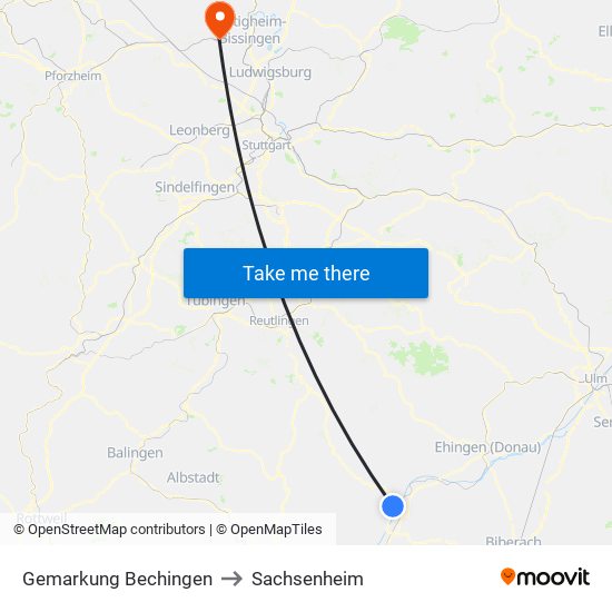 Gemarkung Bechingen to Sachsenheim map