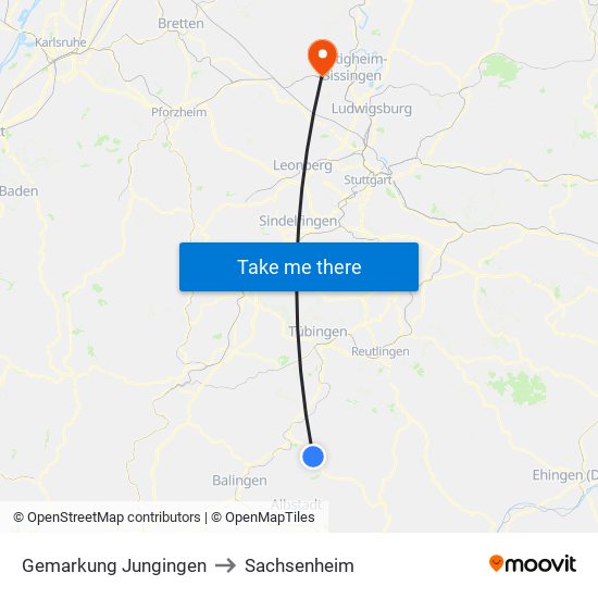 Gemarkung Jungingen to Sachsenheim map