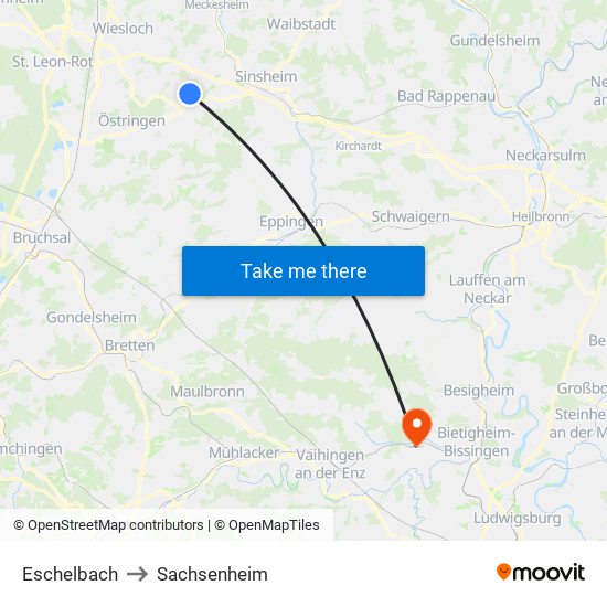 Eschelbach to Sachsenheim map