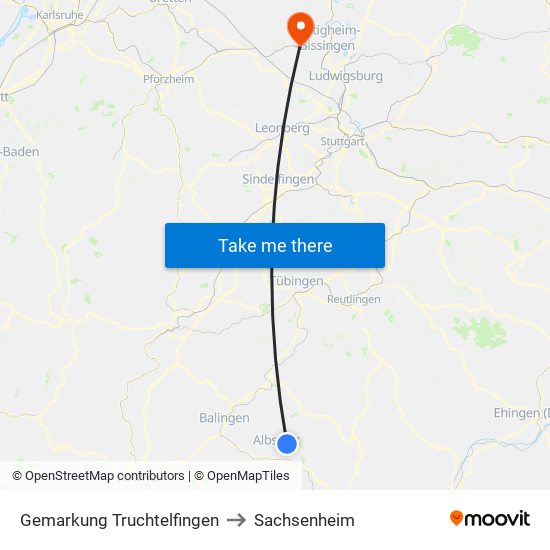 Gemarkung Truchtelfingen to Sachsenheim map