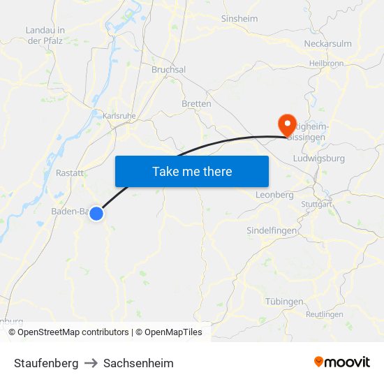 Staufenberg to Sachsenheim map