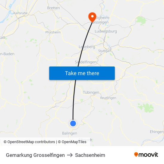 Gemarkung Grosselfingen to Sachsenheim map