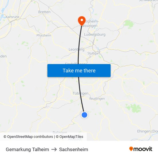 Gemarkung Talheim to Sachsenheim map