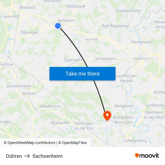 Dühren to Sachsenheim map