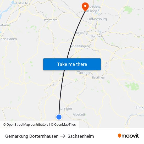 Gemarkung Dotternhausen to Sachsenheim map