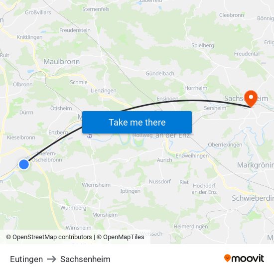 Eutingen to Sachsenheim map