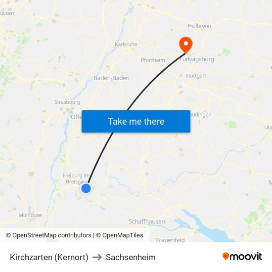 Kirchzarten (Kernort) to Sachsenheim map