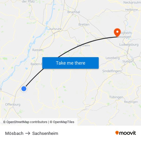 Mösbach to Sachsenheim map