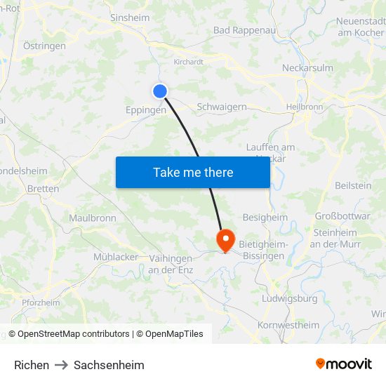 Richen to Sachsenheim map