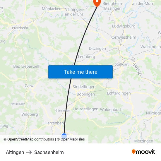 Altingen to Sachsenheim map