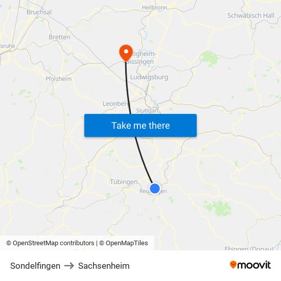 Sondelfingen to Sachsenheim map