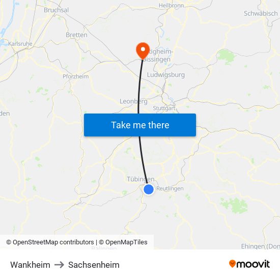Wankheim to Sachsenheim map
