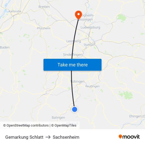 Gemarkung Schlatt to Sachsenheim map