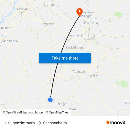 Heiligenzimmern to Sachsenheim map