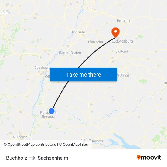 Buchholz to Sachsenheim map