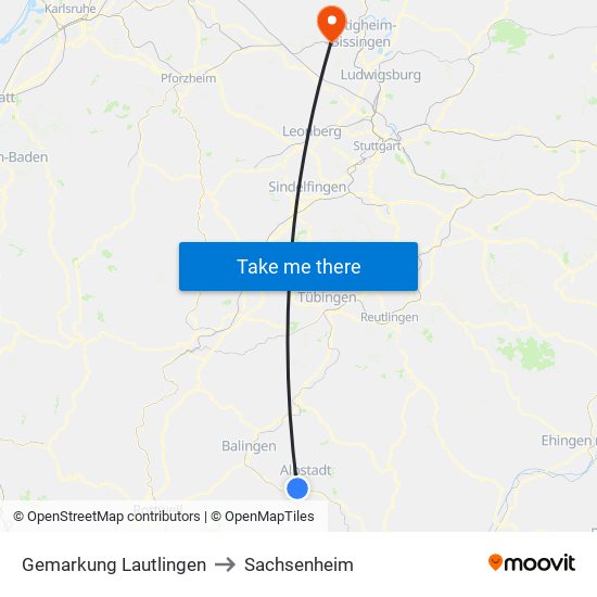 Gemarkung Lautlingen to Sachsenheim map