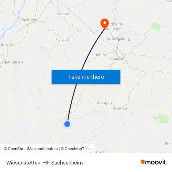 Wiesenstetten to Sachsenheim map