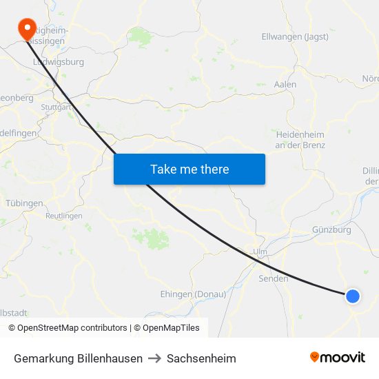 Gemarkung Billenhausen to Sachsenheim map