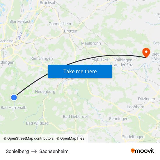 Schielberg to Sachsenheim map