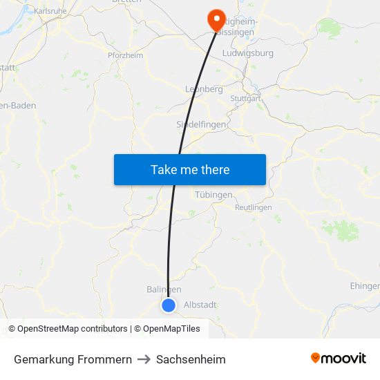 Gemarkung Frommern to Sachsenheim map