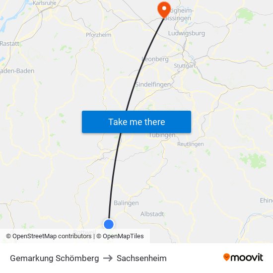 Gemarkung Schömberg to Sachsenheim map
