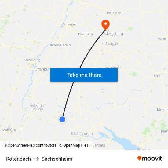 Rötenbach to Sachsenheim map