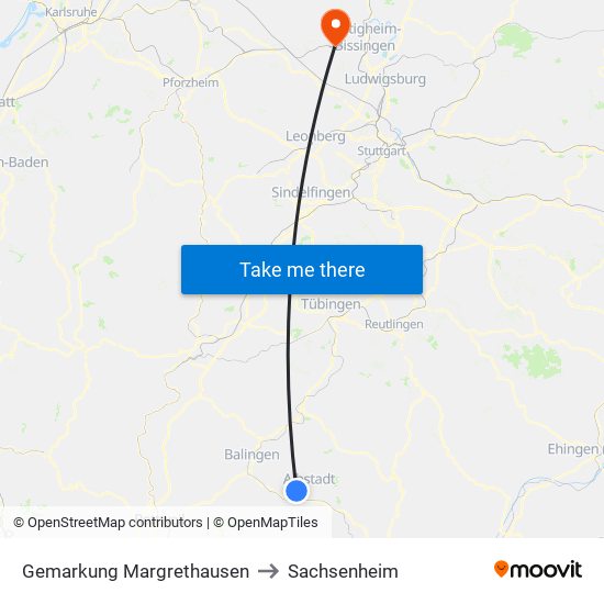 Gemarkung Margrethausen to Sachsenheim map