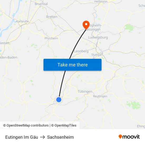 Eutingen Im Gäu to Sachsenheim map
