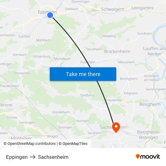 Eppingen to Sachsenheim map