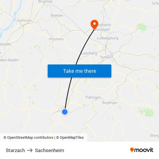 Starzach to Sachsenheim map