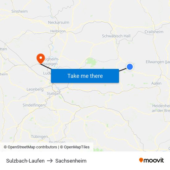 Sulzbach-Laufen to Sachsenheim map