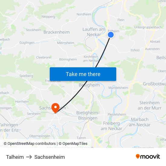 Talheim to Sachsenheim map