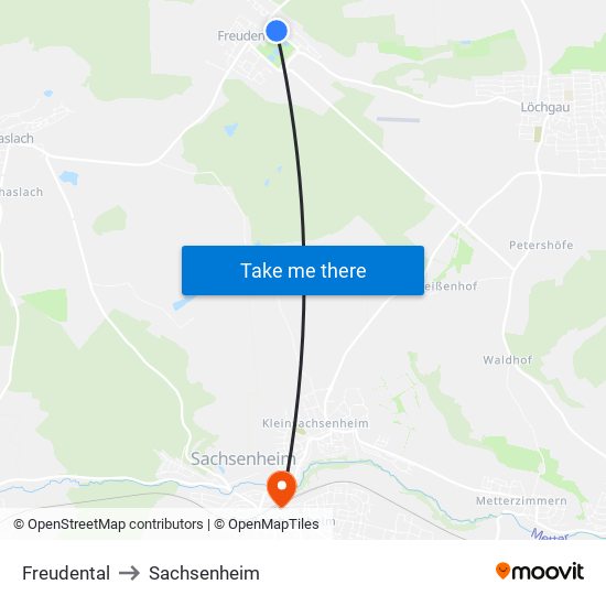 Freudental to Sachsenheim map