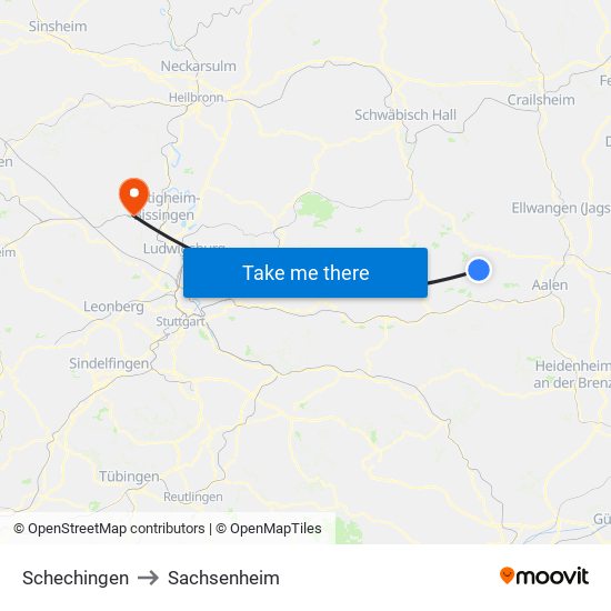 Schechingen to Sachsenheim map