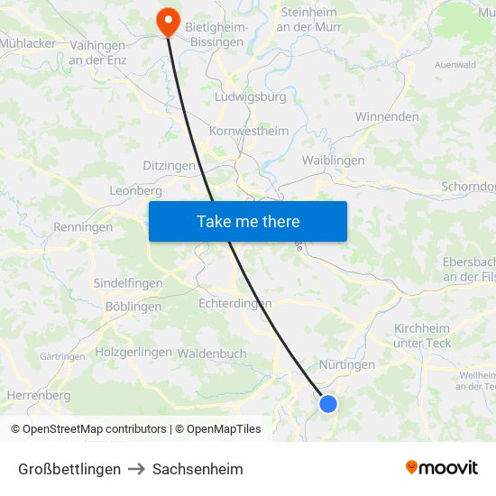 Großbettlingen to Sachsenheim map