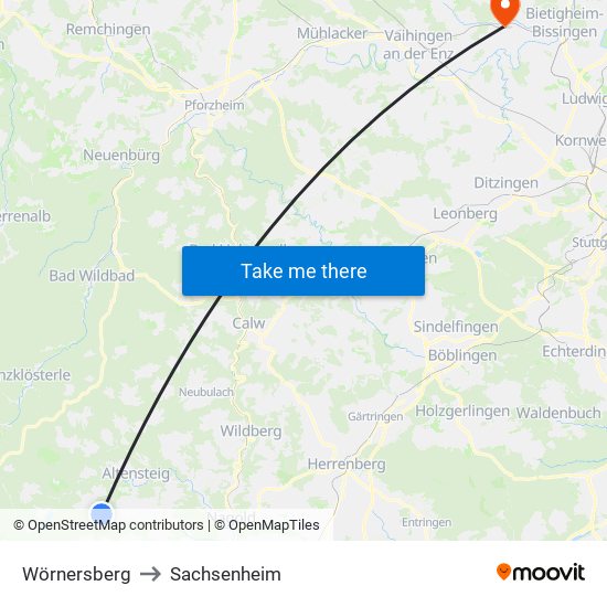 Wörnersberg to Sachsenheim map