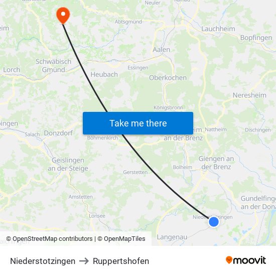 Niederstotzingen to Ruppertshofen map