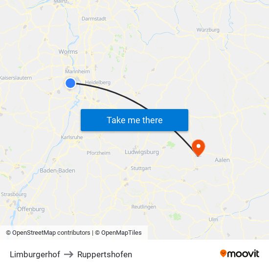 Limburgerhof to Ruppertshofen map