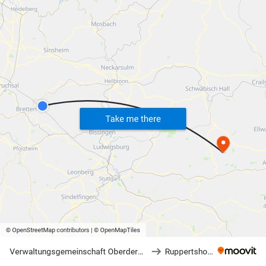 Verwaltungsgemeinschaft Oberderdingen to Ruppertshofen map