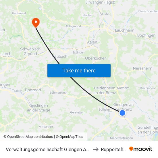 Verwaltungsgemeinschaft Giengen An Der Brenz to Ruppertshofen map