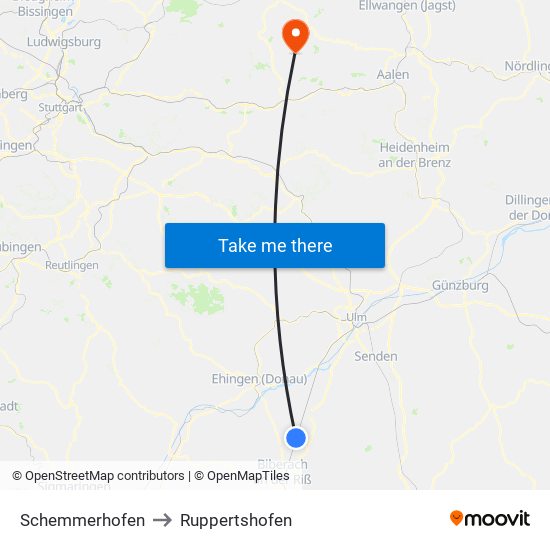 Schemmerhofen to Ruppertshofen map