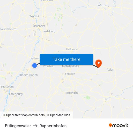 Ettlingenweier to Ruppertshofen map