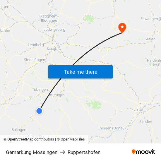 Gemarkung Mössingen to Ruppertshofen map