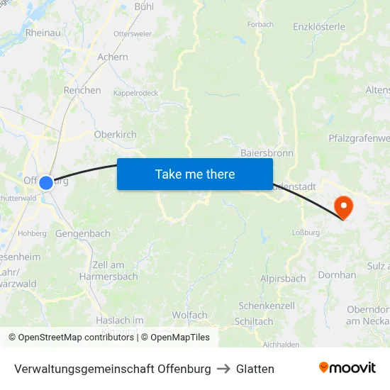 Verwaltungsgemeinschaft Offenburg to Glatten map